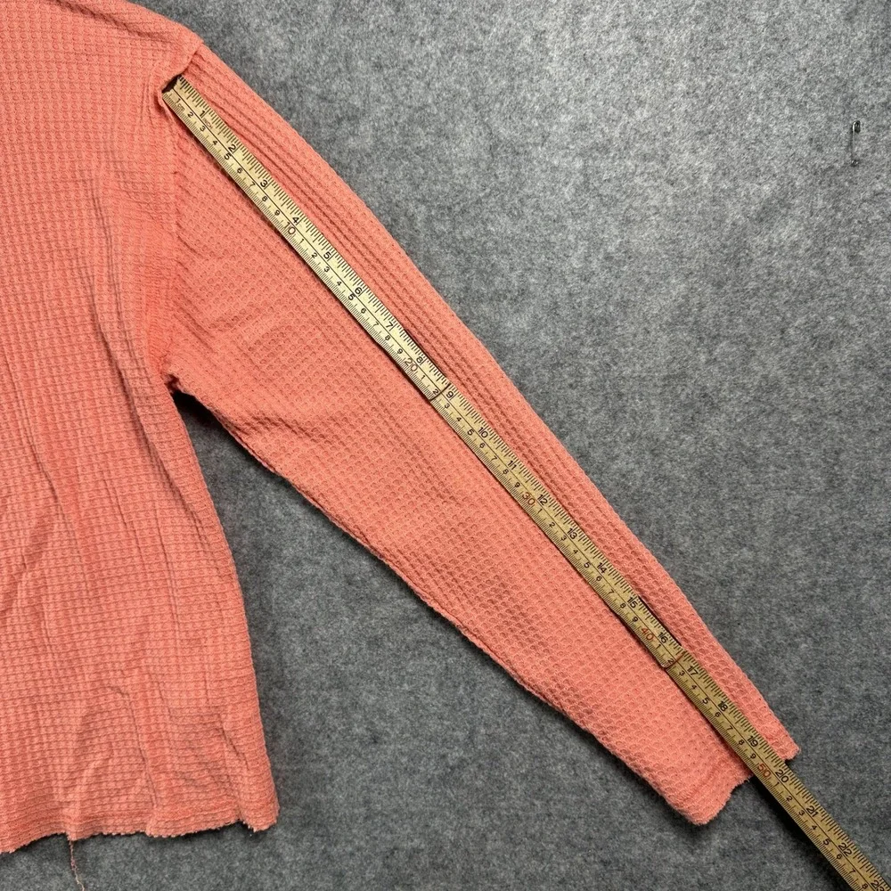 Art Class Waffle Knit Long Sleeve Top XL (14/16) Coral Pink Textured Thermal